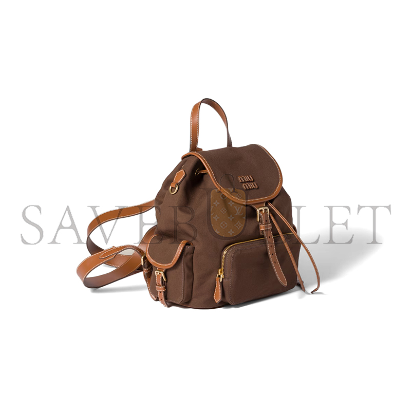 MIU MIU CANVAS AND LEATHER BACKPACK 5BZ042 (29.5*25*12.5cm) MIU MIU CANVAS AND LEATHER BACKPACK 5BZ042 (29.5*25*12.5cm)